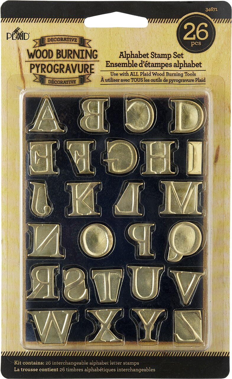 Plaid Wood Burning Alphabet Stamp Set 26/Pkg